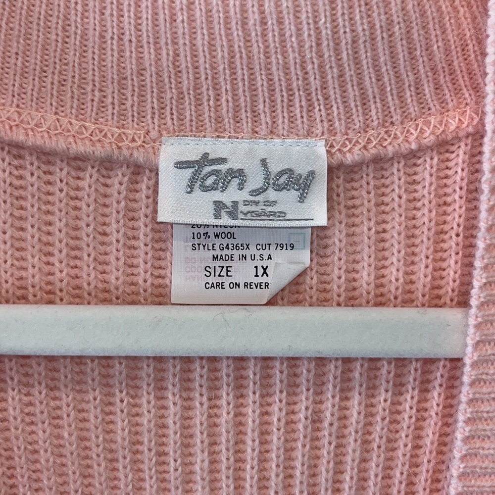 VINTAGE light pink sweater vest topper woolblend boho grandmacore cottagecore 1X - Picture 4 of 15
